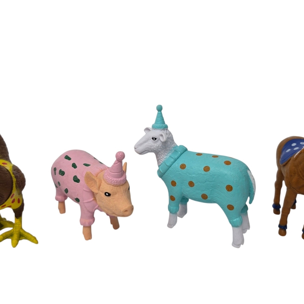 Barn Animals Party Hat Chicken Horse Pig Sheep Lot of 4